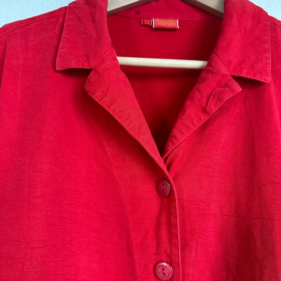 Tianello Red Tencel Button Down Jacket Shirt - Picture 9 of 14